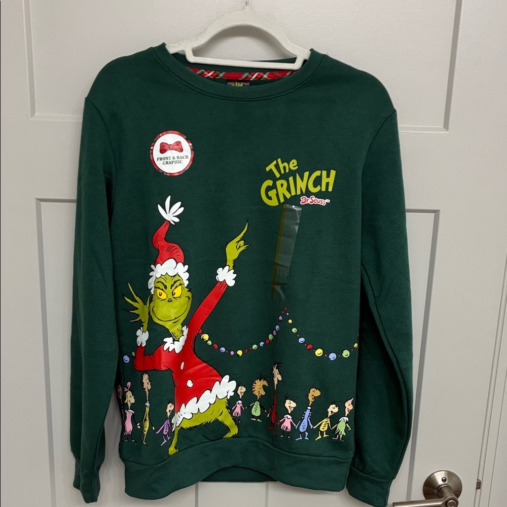 NWT Dr Seuss The Grinch Christmas Sweatshirt Green Size Small Holiday Graphic